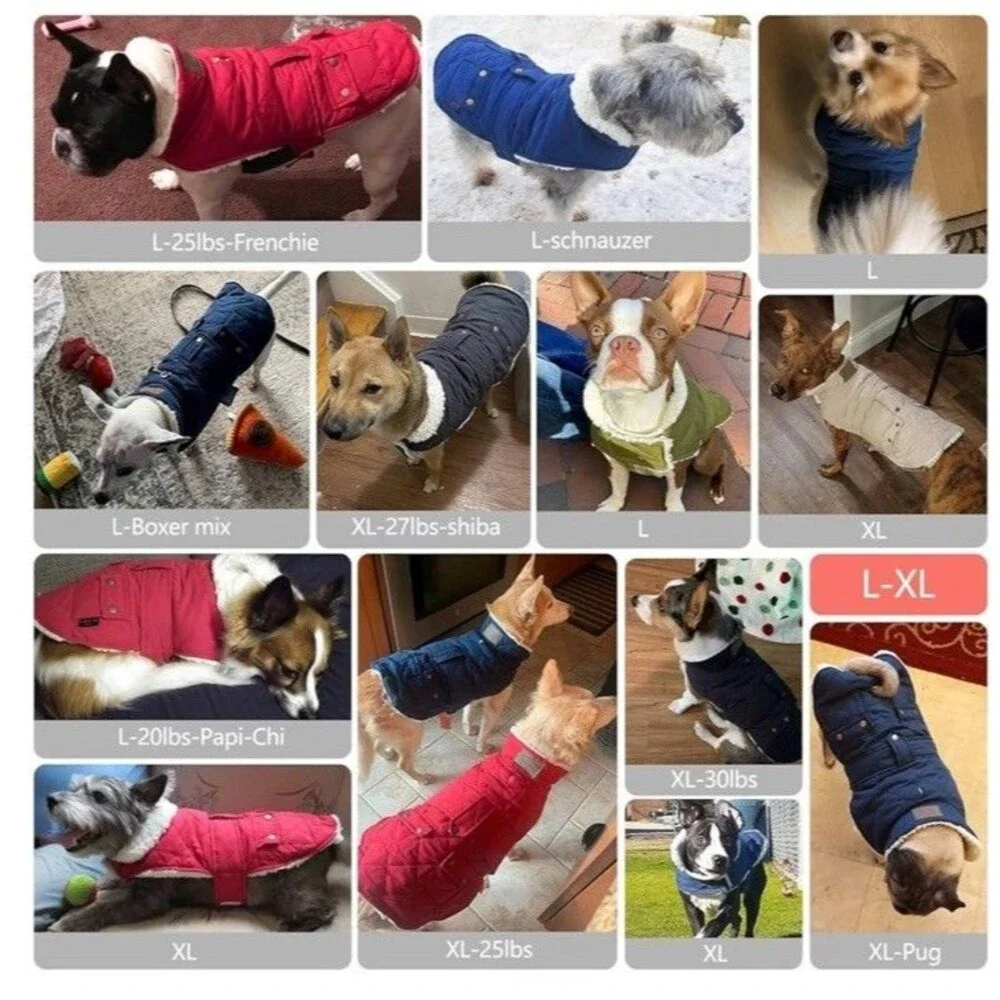 Dog Winter Coat, Dog Winter Jacket with Faux Fur Hood, Warm Dog Coat with